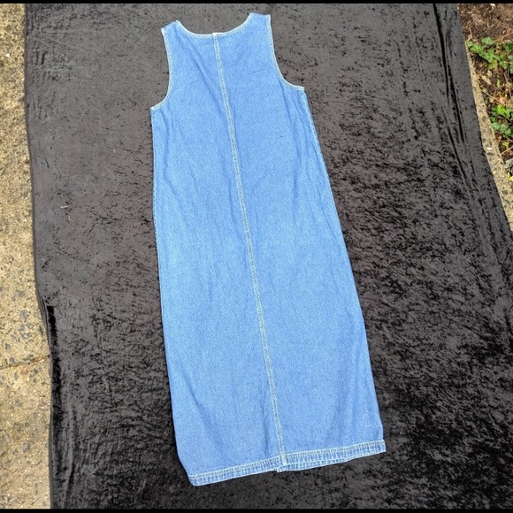 Vintage True Blue 52" Long Button Up Denim Dress - Picture 4 of 5
